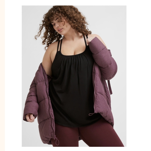 Torrid Performance cotton Scoop Neck Active Tank With Bra Deep Black Size 3x. - Picture 3 of 16